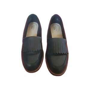 Clarks Collection Black Kiltie Loafers Womens Size 8.5 Griffin Kilt Shoes